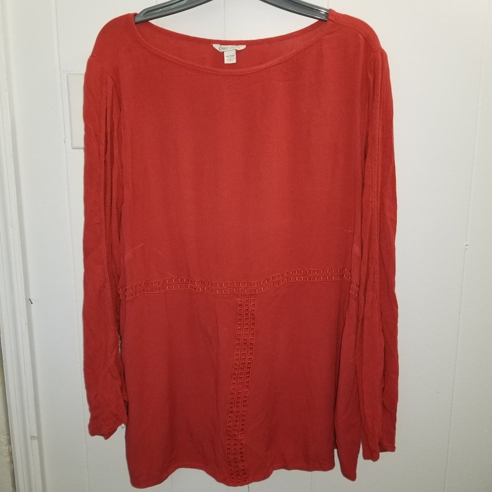 Cato Sienna Cold Shoulder Gauze Blouse